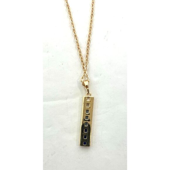 Vince Camuto Gold Blue Ombre Cubic Zirconia Pendant Necklace Adjstable Chain NWT - Picture 8 of 13